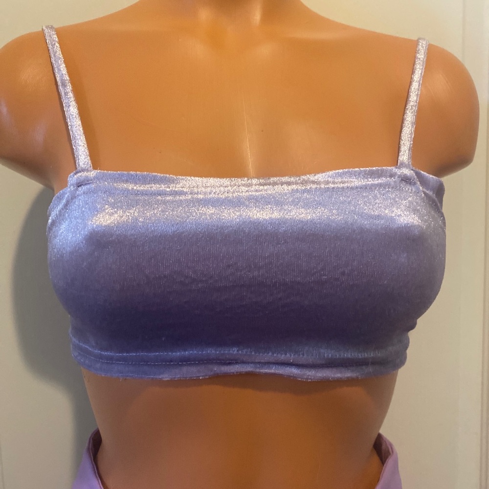 PRETTYLITTLETHING Velour Lavender Tank Top Size 2 EUC $25